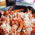Buffalo chicken loaded baked sweet potato fries
