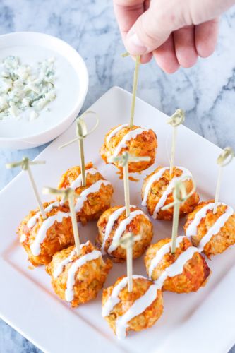 Buffalo Chicken Meatballs Stuffed With Blue Cheese