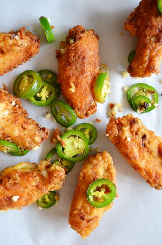 Buttermilk Fried Chicken Wings with Jalapeno and Garlic