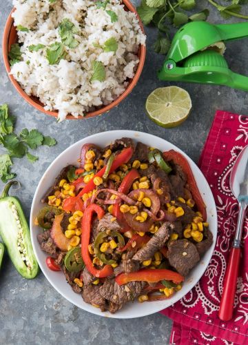 Ssouthwest Steak Stir Fry with Cilantro-Lime Rice