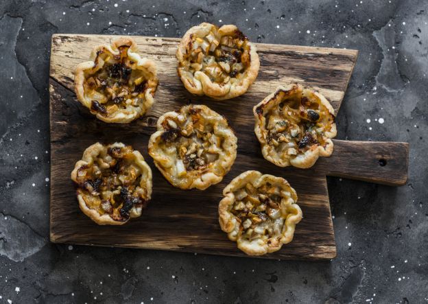 Mini Quiches with Honey, Gorgonzola, and Walnuts