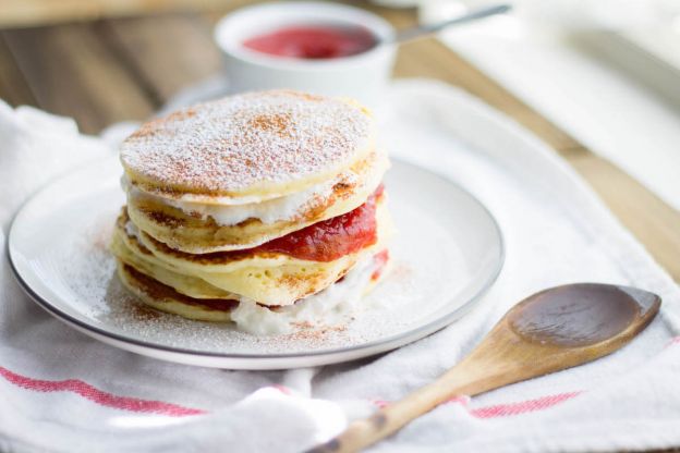 Pancakes with Plum Compote