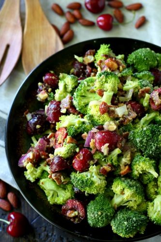 Healthy Cherry Almond Broccoli salad © Kim's Cravings