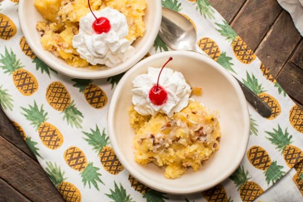Slow Cooker Pineapple Coconut Spoon Cake