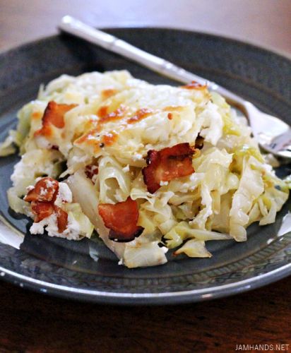 Twice-Cooked Cabbage with Sour Cream and Bacon