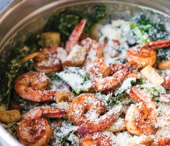Cajun Shrimp Kale Caesar Salad