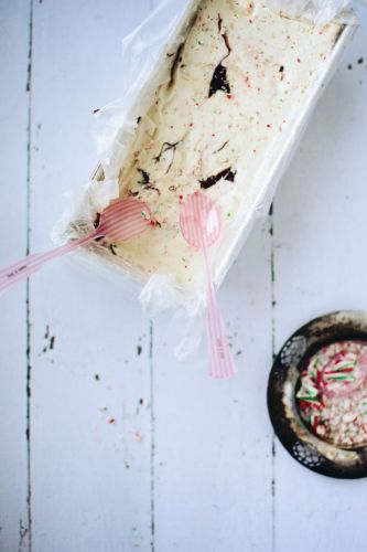 Candy cane fudge swirl ice cream