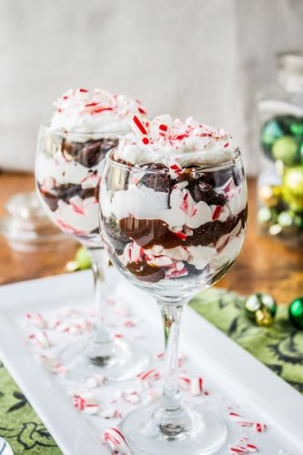 Candy cane brownie trifle