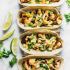 Caramelized pork tacos with pineapple salsa and Sriracha mayo