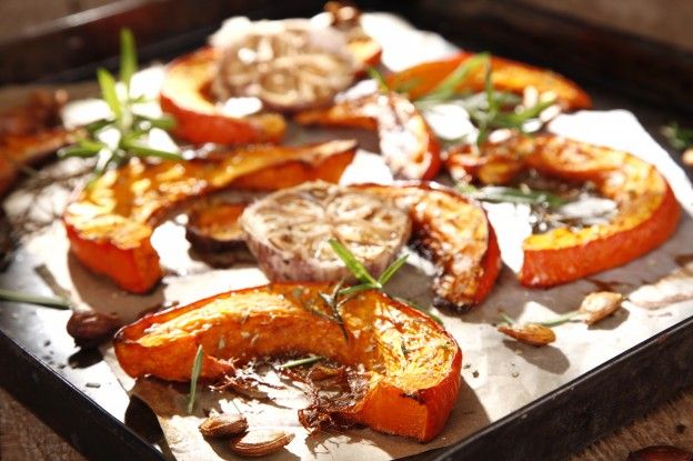 Pumpkin roasted with garlic and herbs