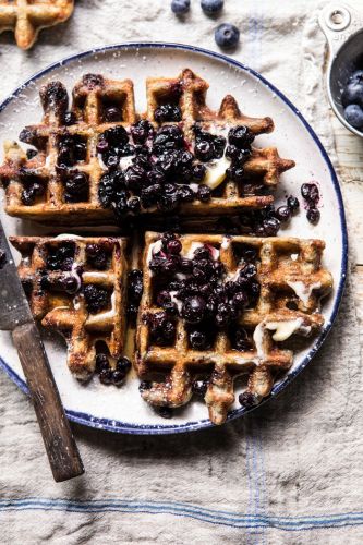 Bursting Blueberry Cornmeal Waffles