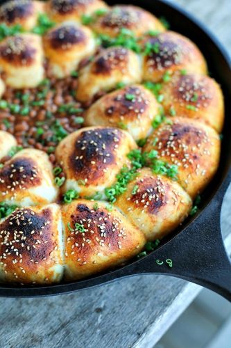 Cheeseburger Bombs Baked Bean Skillet