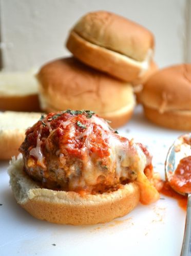 Cheesy stuffed meatball sliders