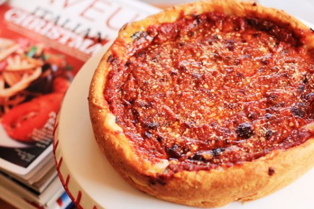 Chicago-style deep dish pizza