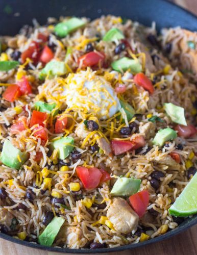 Easy One Pot Chicken Burrito Bowls