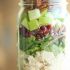 Chicken, apple and pecan salad in a jar