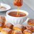 Cinnamon sugar soft pretzel bites with salted caramel dipping sauce