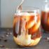 Cold-brewed maple almond iced coffee