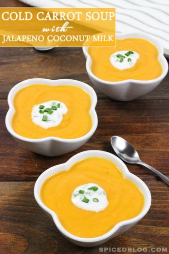 Cold Carrot Soup with Jalapeno Coconut Milk