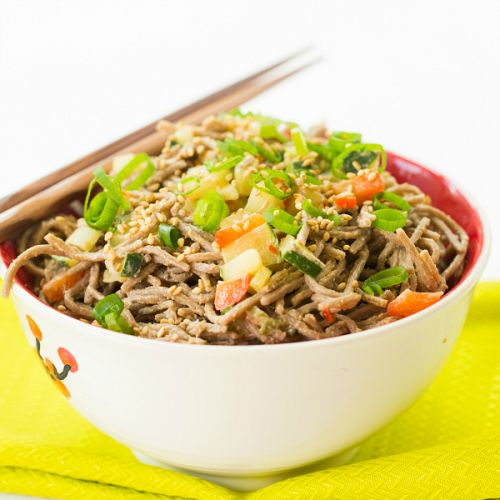 Cold Soba Noodle Salad With Spicy Peanut Butter Dressing