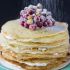 Cranberry hazelnut crepe cake