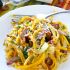Creamy butternut squash noodles with bacon and spinach