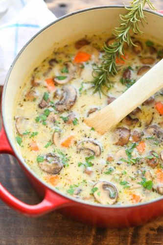 CREAMY CHICKEN AND MUSHROOM SOUP