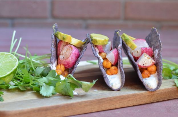 Crispy Crunchy Roasted Radish And Chickpea Tacos