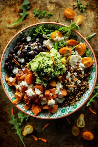 Cuban Quinoa Bowl with Spicy Lemon Cashew Dressing