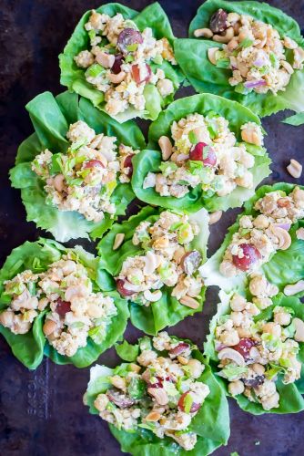Curried Chickpea Tofu Lettuce Wraps