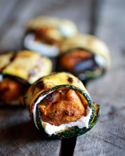 Curried Zucchini Chicken and Goat Cheese Rolls