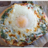 Creamed spinach and egg pizza