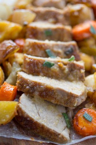 Roasted Pork Tenderloin with Apples and Root Vegetables