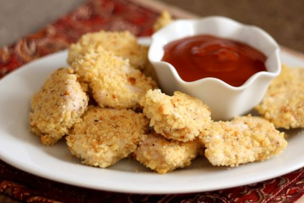 Cornbread Crusted Baked Chicken Nuggets