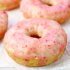 vanilla cakes donuts with strawberry glaze