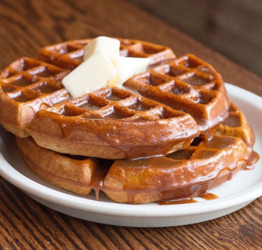 Brown Butter Buckwheat Waffles with Speculoos Syrup