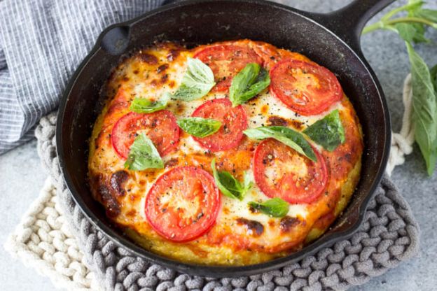 Skillet margarita polenta pizza