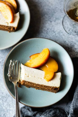 Small Batch Cheesecake with Elderflower Peaches