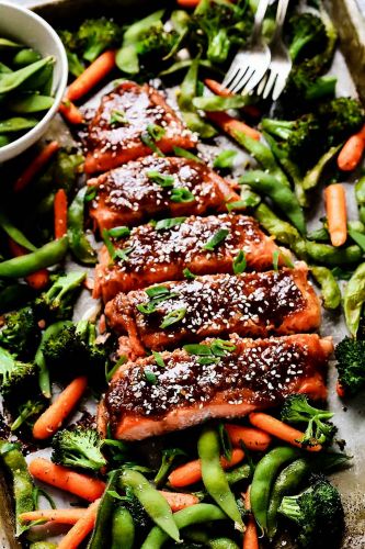 Sheet Pan Miso Salmon and Vegetables