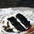 dark chocolate layer cake with irish cream frosting