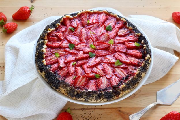 Rustic Strawberry Poppy Seed Tart