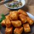Fried tofu with sesame-soy dipping sauce