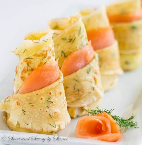 Dill Crêpes with Smoked Salmon