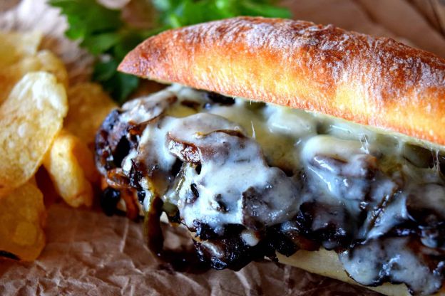 Philly Sautéed Mushroom Cheesesteak Sandwich