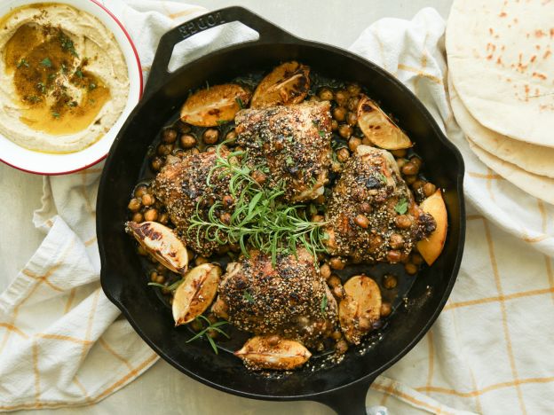 Crispy Baked Za'Atar Chicken Thighs and Chickpeas