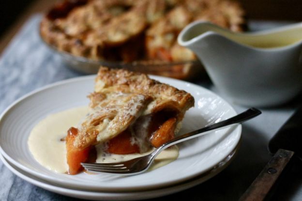 Cinnamon Apricot Pie with Creme Anglaise