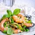 Pea and shrimp tagliatelle