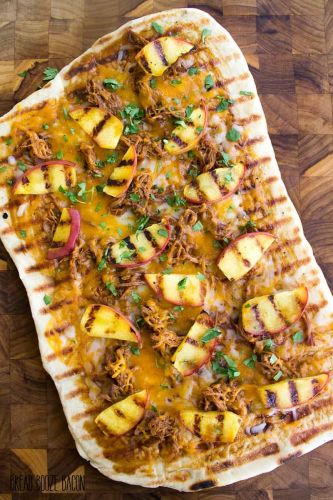 Grilled BBQ Pulled Pork & Peach Pizza