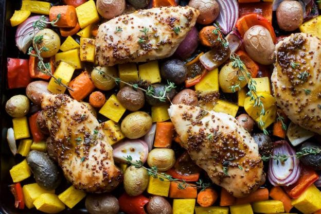 Sheet Pan Honey Mustard Chicken & Vegetables