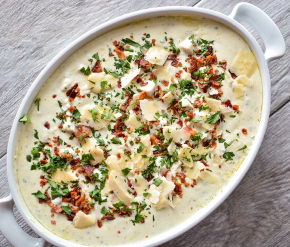 Chicken Alfredo Gnocchi Bake with Bacon